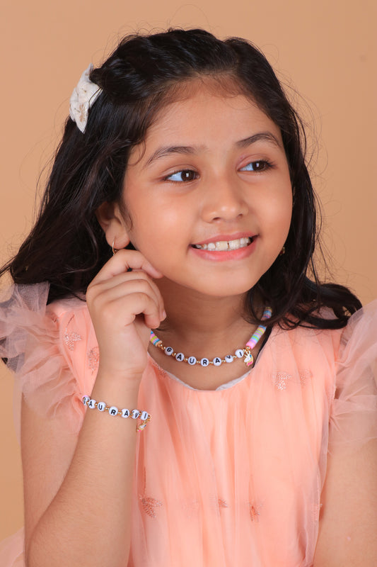 Kids Personalised Unicorn Fimo Necklace & Bracelet Combo