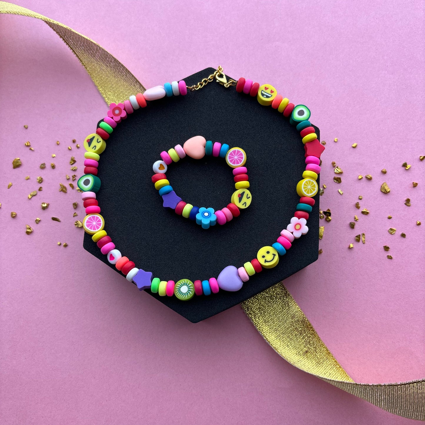 Kids Multiple Charm Necklace & Bracelet Combo
