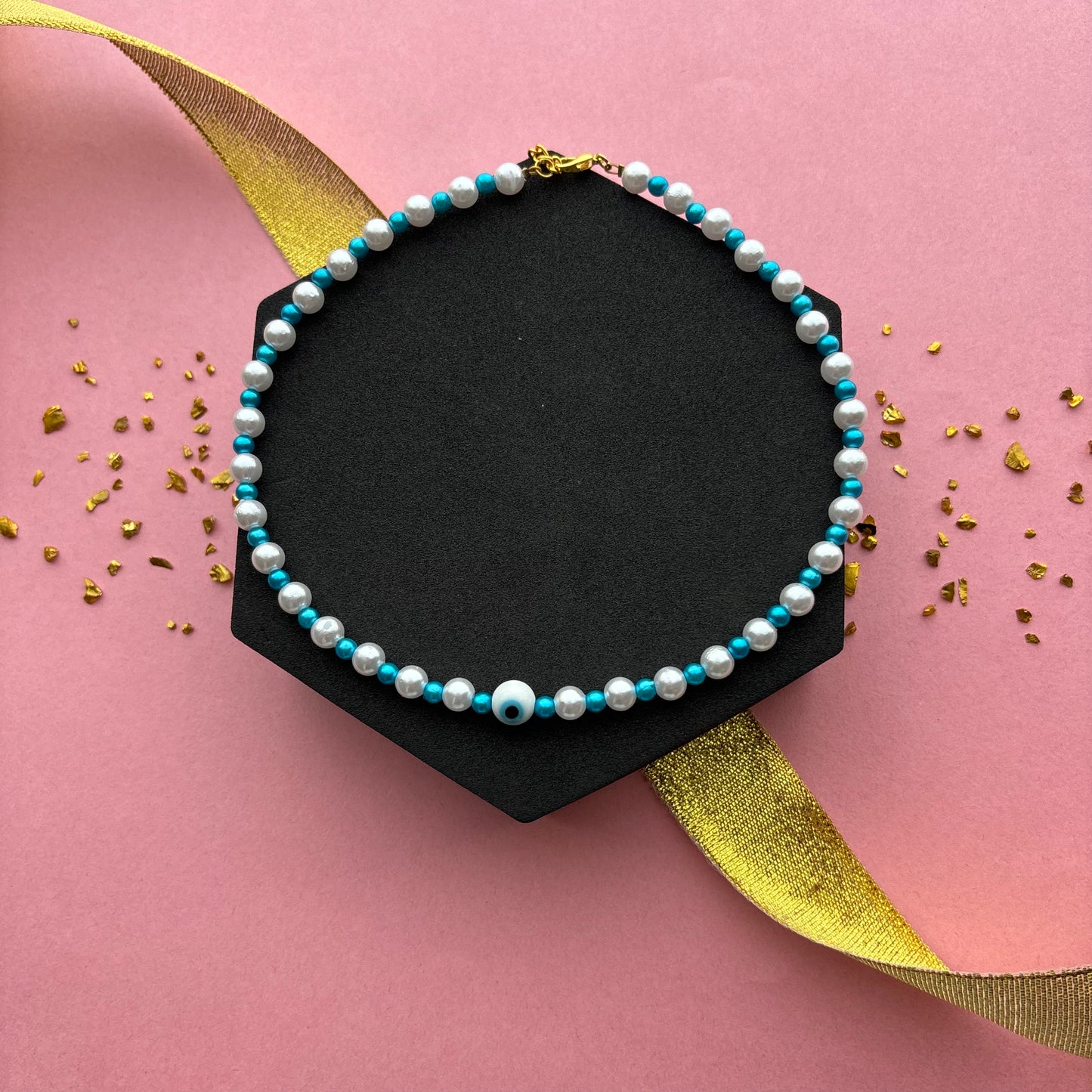 Kids Evil Eye Blue & White Necklace & Bracelet Combo