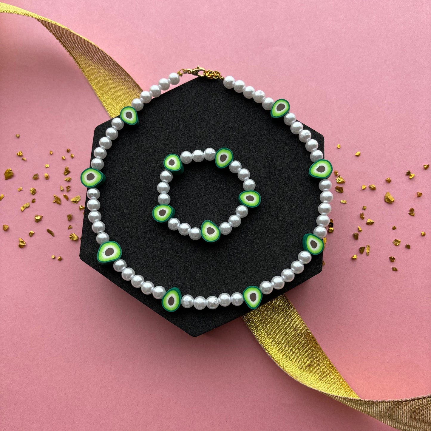 Kids Avocado Necklace & Bracelet Combo