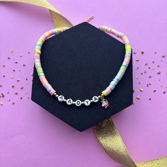 Kids Personalised Unicorn Fimo Necklace & Bracelet Combo Return Gift