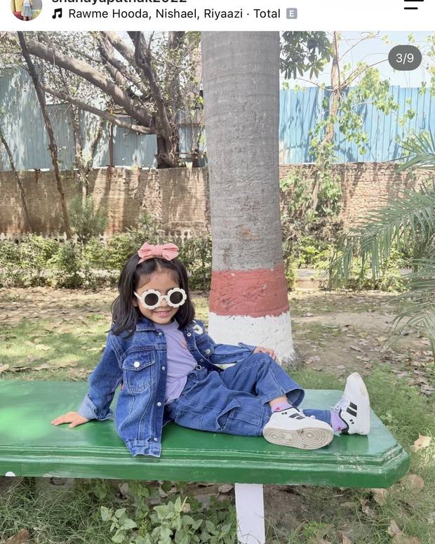 Child wearing a personalised Minnie's denim jacket