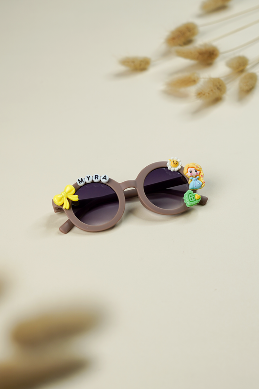 Pastel Brown Kids Personalised Sunglasses