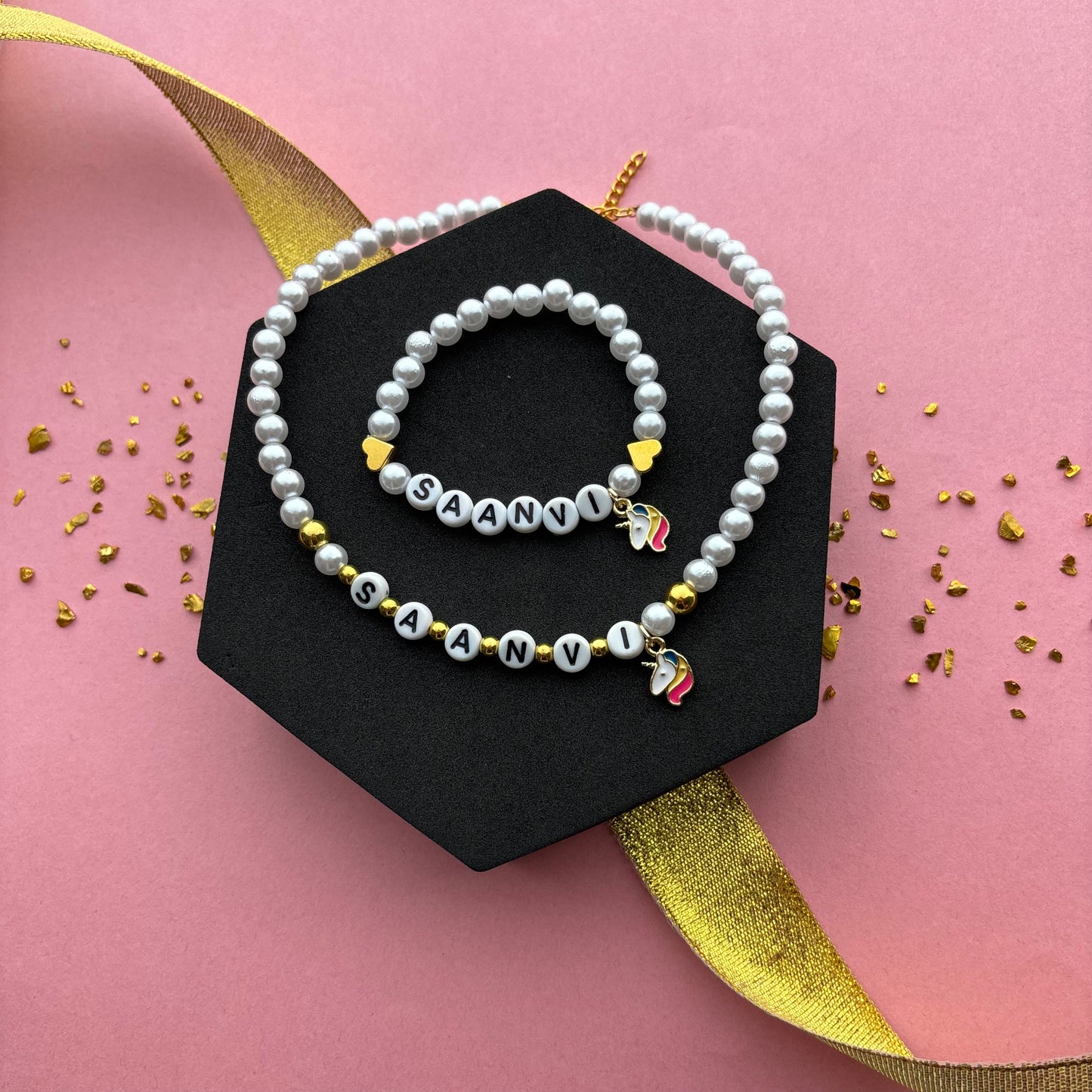 Kids Personalised Bead Necklace & Bracelet Combo