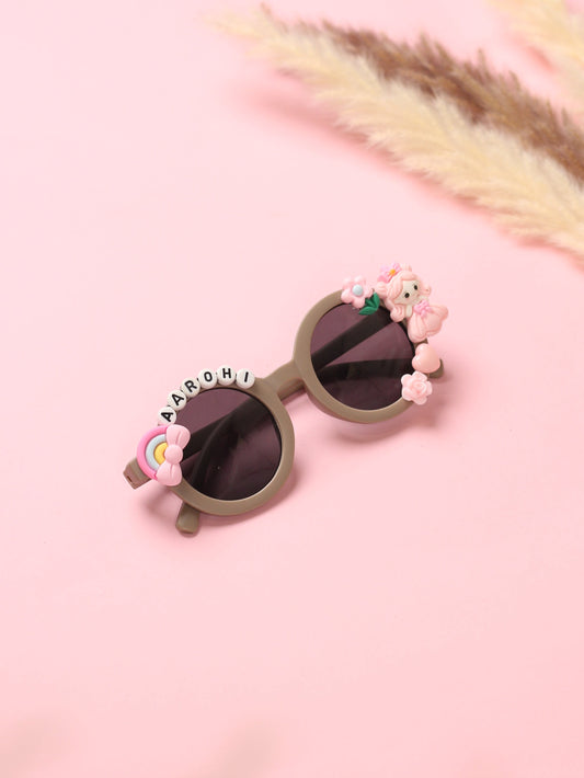 Pastel Brown Kids Personalised Sunglasses